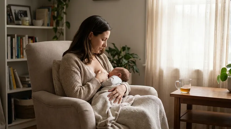 Mother feeding her baby to keep them hydrated during a mild fever